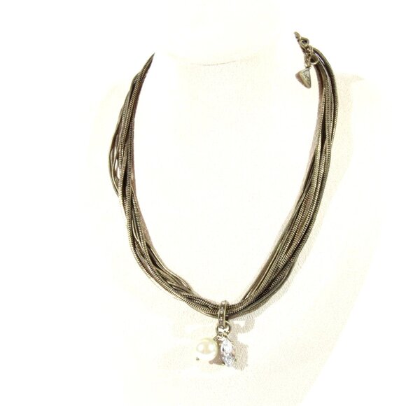 Silpada Dreamy Details Necklace KRN0086 Glass Pearl Swarovski Crystal Brass - Picture 3 of 6